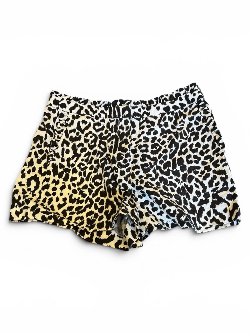 J. Crew Black & White Leopard Print Athletic Shorts 4 Ruffles!